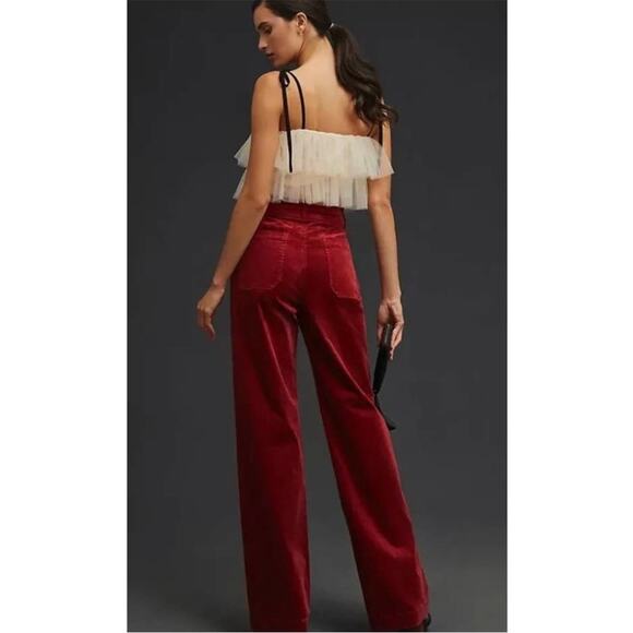 Elegant Red Velvet Women's Pants - Picture 2 of 14